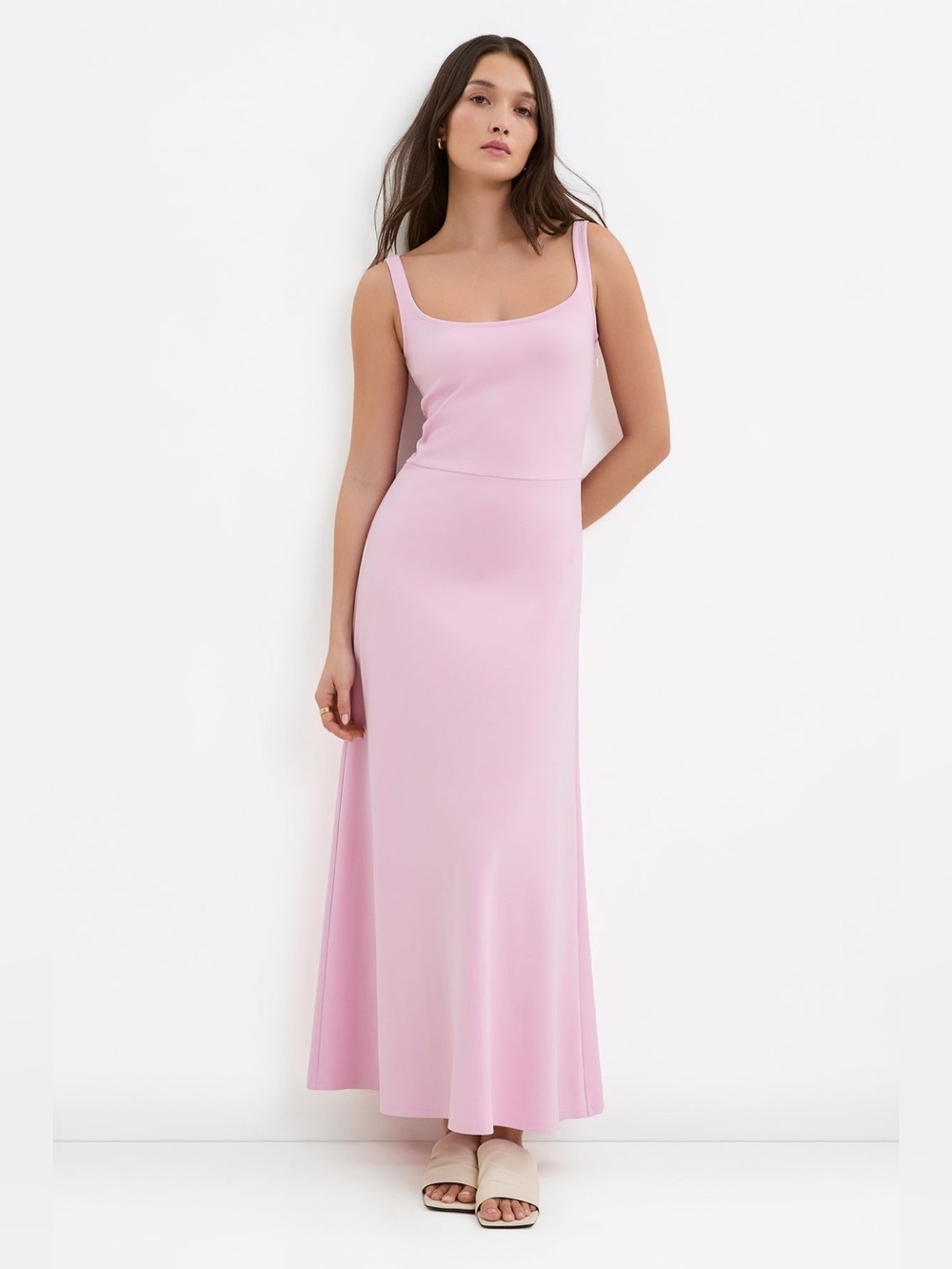 Marcella NYC | Marvin Dress European Ponte Tank Pink Maxi Dress Size Large
